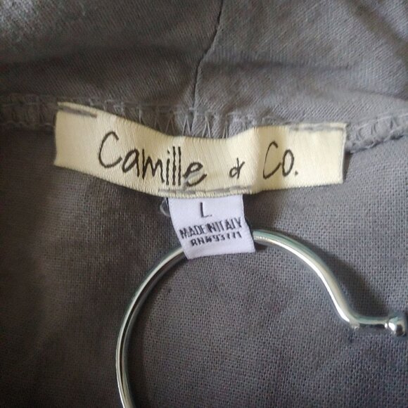 Camille & Co Linen Gray Jacket Lagenlook Lagom Minimalist Baggy Funky L Italy - Picture 12 of 14